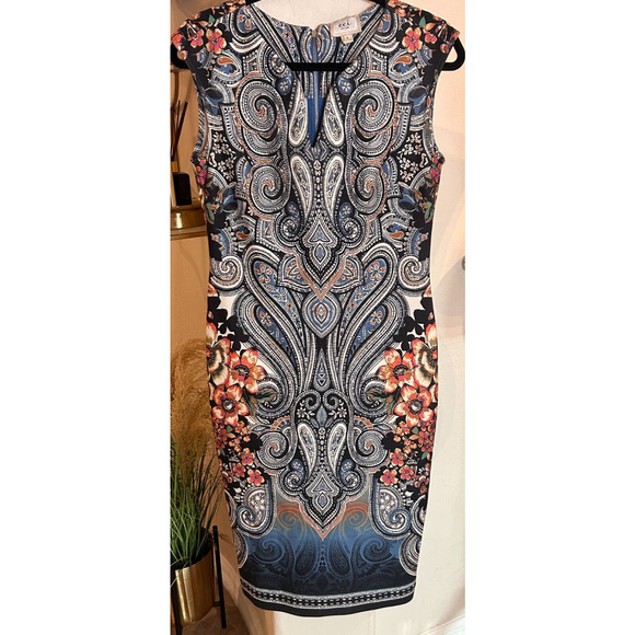 Eci New York Designs Paisley Midi Dress Size 6 - Picture 2 of 8